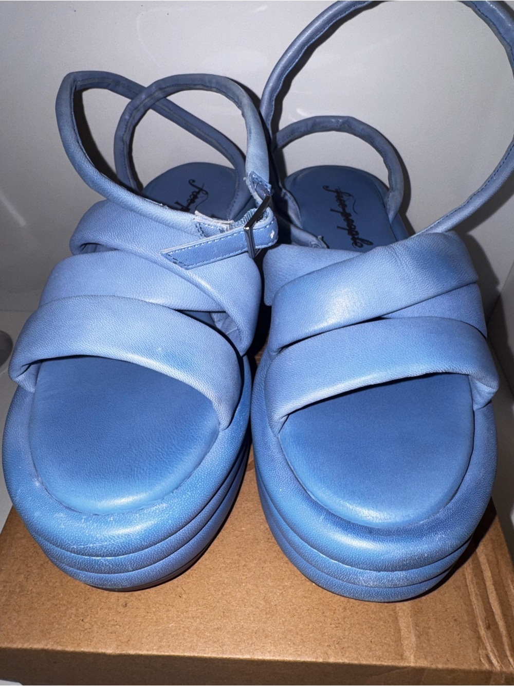 Free People Harper Platform Sandals in Carnival Cobalt Blue Size 9, 39.5 - Picture 9 of 11